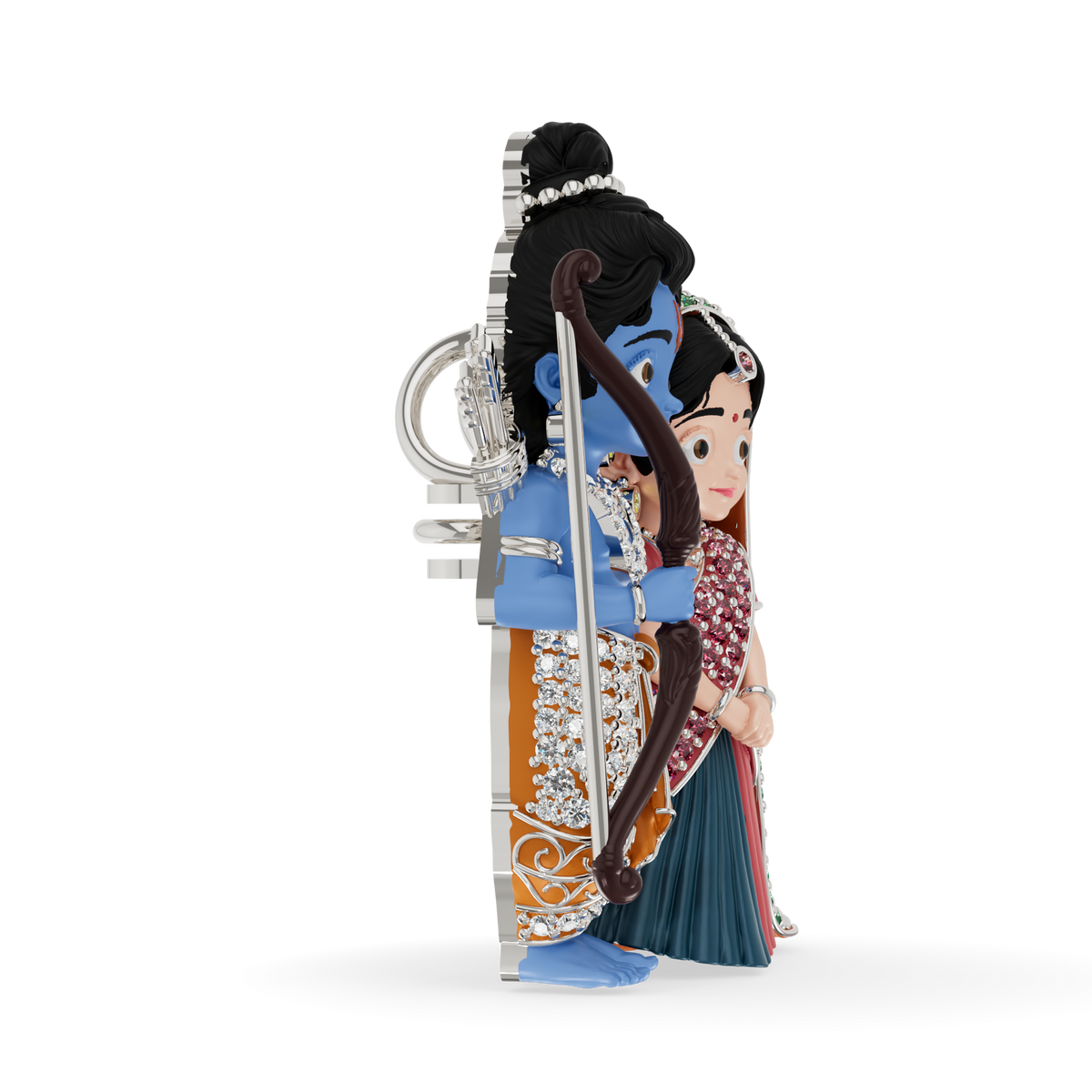 Guru Jewel's Royal Ram Sita Divine Couple Diamond Pendant for Her