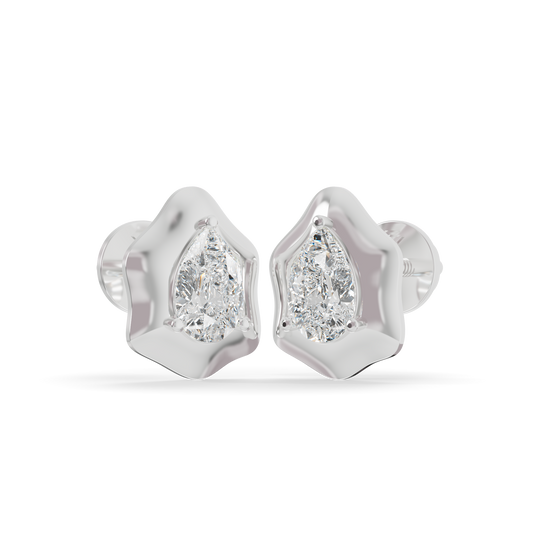 Guru Jewel's Attractive Fancy Pear Shape Diamond Studded Silver Earrings For Her