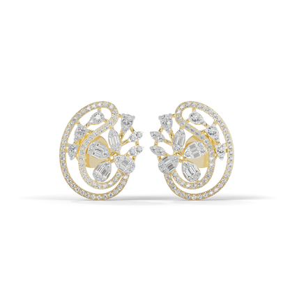 Guru Jewel's Eternal Bloom Diamond Floral Hoop Earrings for Her