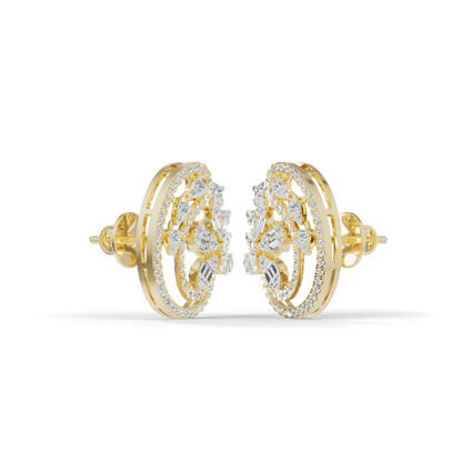 Guru Jewel's Eternal Bloom Diamond Floral Hoop Earrings for Her