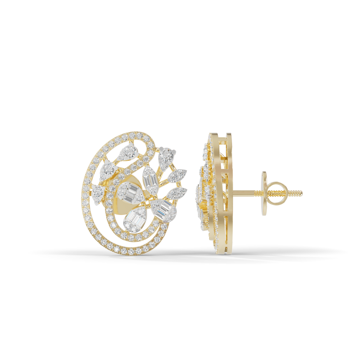 Guru Jewel's Eternal Bloom Diamond Floral Hoop Earrings for Her