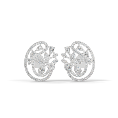 Guru Jewel's Eternal Bloom Diamond Floral Hoop Earrings for Her