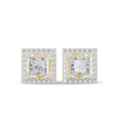 Guru Jewel's Fancy Princess Cut Diamond Studded Silver Earrings For Her