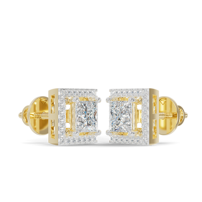 Guru Jewel's Fancy Princess Cut Diamond Studded Silver Earrings For Her