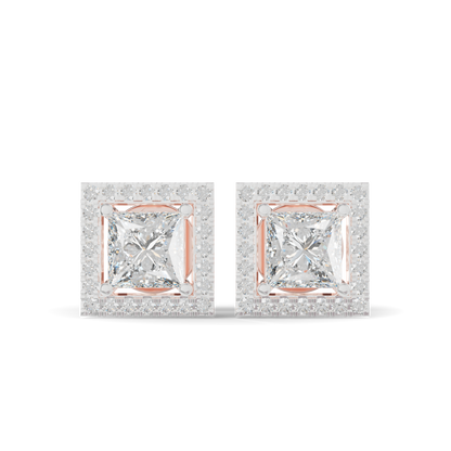 Guru Jewel's Fancy Princess Cut Diamond Studded Silver Earrings For Her