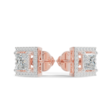 Guru Jewel's Fancy Princess Cut Diamond Studded Silver Earrings For Her