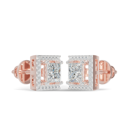 Guru Jewel's Fancy Princess Cut Diamond Studded Silver Earrings For Her