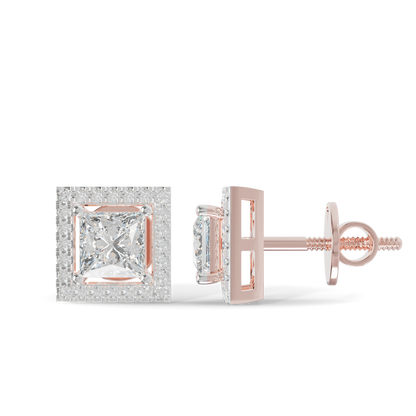 Guru Jewel's Fancy Princess Cut Diamond Studded Silver Earrings For Her