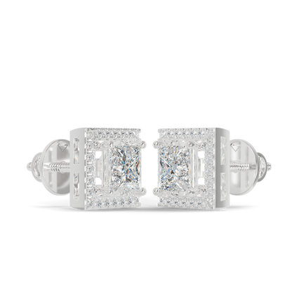 Guru Jewel's Fancy Princess Cut Diamond Studded Silver Earrings For Her
