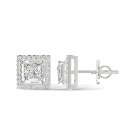Guru Jewel's Fancy Princess Cut Diamond Studded Silver Earrings For Her