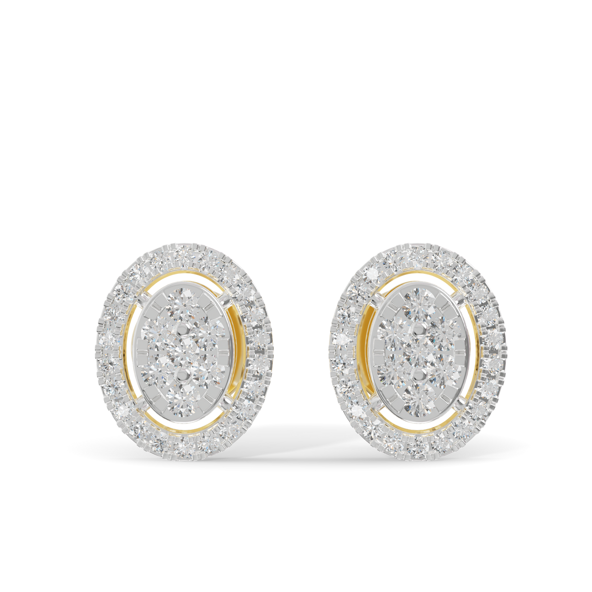 Guru Jewel's Ovel Shaped Fancy Diamond Studded Silver Earrings For Her
