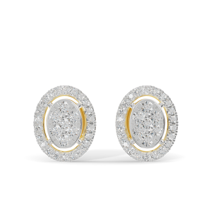 Guru Jewel's Ovel Shaped Fancy Diamond Studded Silver Earrings For Her