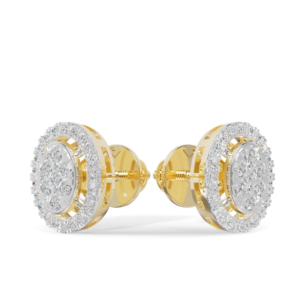 Guru Jewel's Ovel Shaped Fancy Diamond Studded Silver Earrings For Her