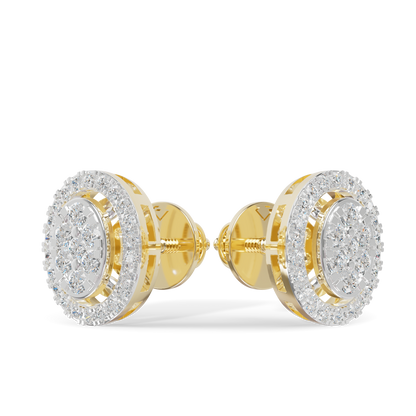 Guru Jewel's Ovel Shaped Fancy Diamond Studded Silver Earrings For Her