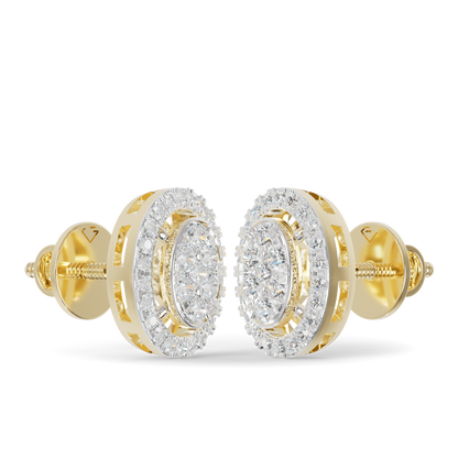 Guru Jewel's Ovel Shaped Fancy Diamond Studded Silver Earrings For Her