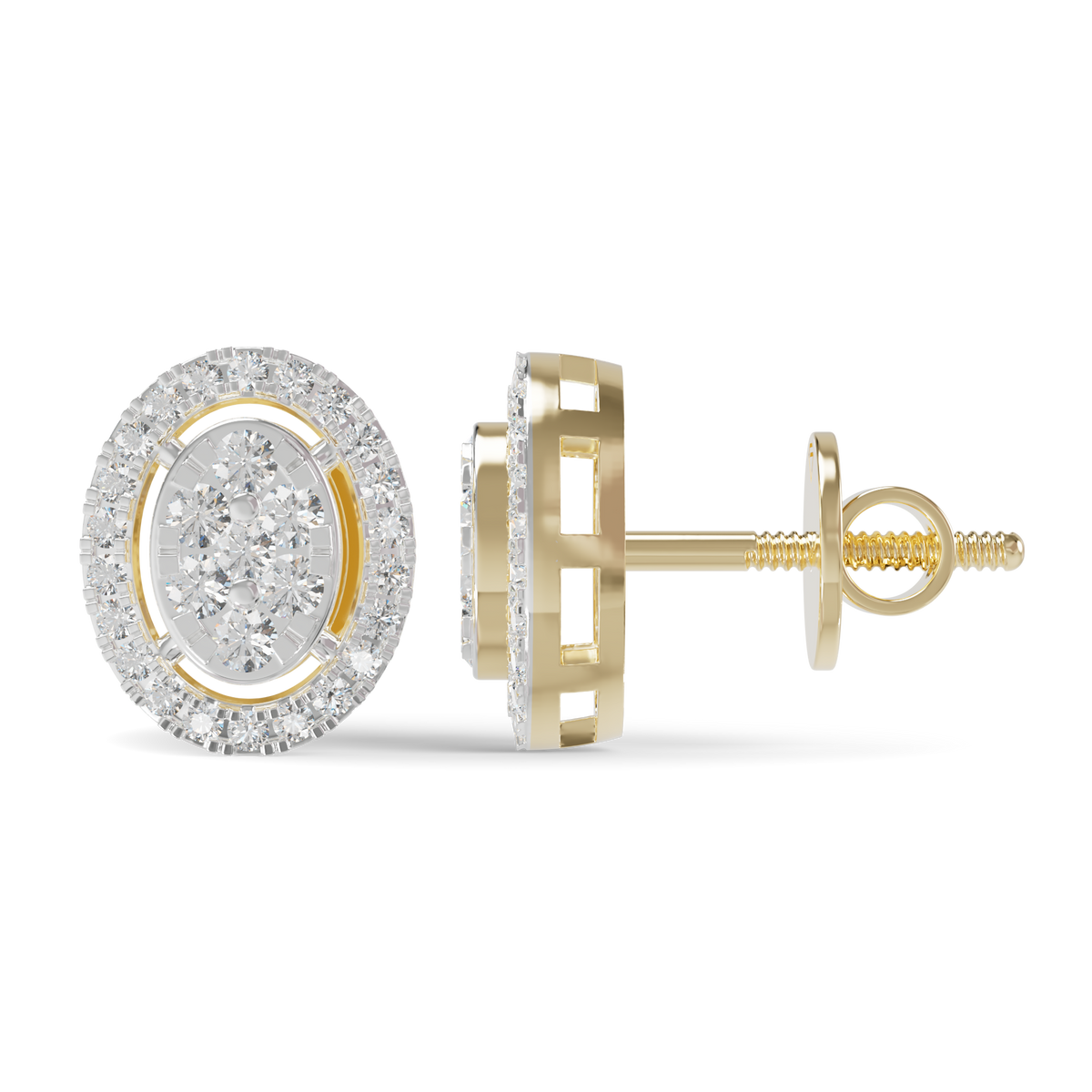 Guru Jewel's Ovel Shaped Fancy Diamond Studded Silver Earrings For Her