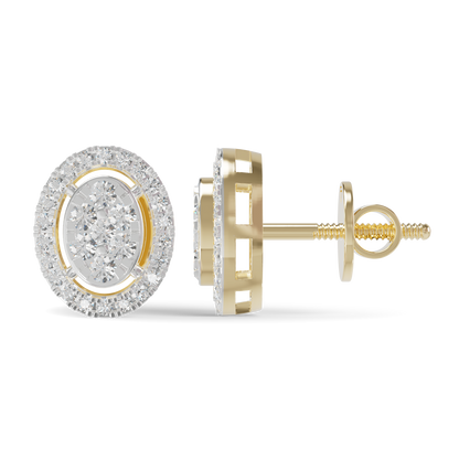 Guru Jewel's Ovel Shaped Fancy Diamond Studded Silver Earrings For Her