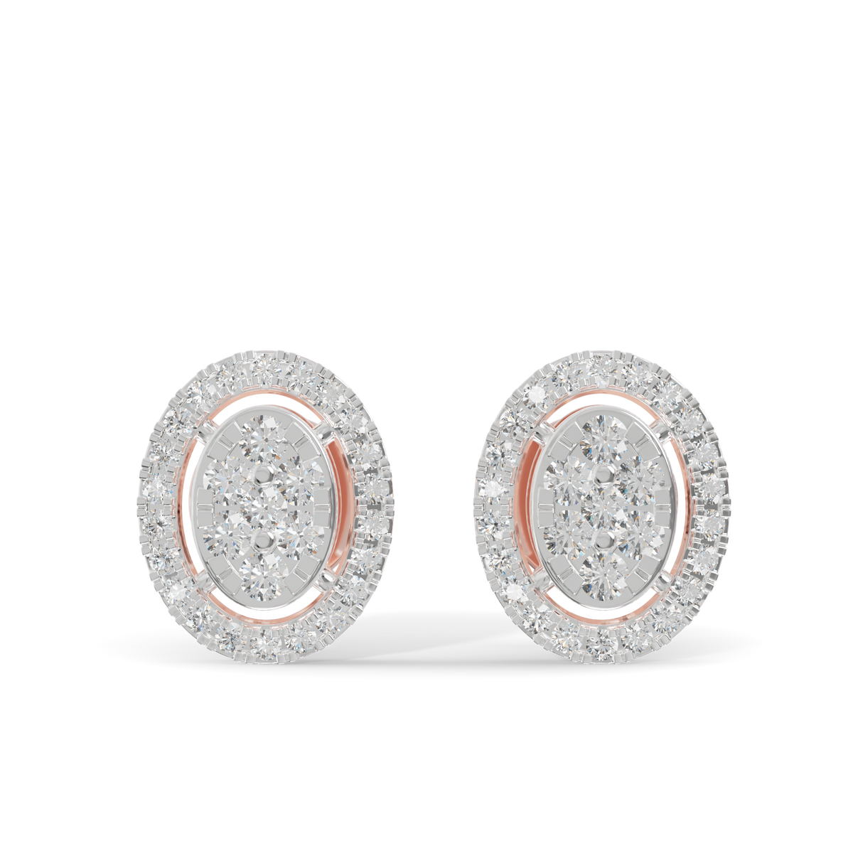 Guru Jewel's Ovel Shaped Fancy Diamond Studded Silver Earrings For Her