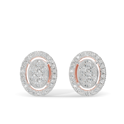 Guru Jewel's Ovel Shaped Fancy Diamond Studded Silver Earrings For Her