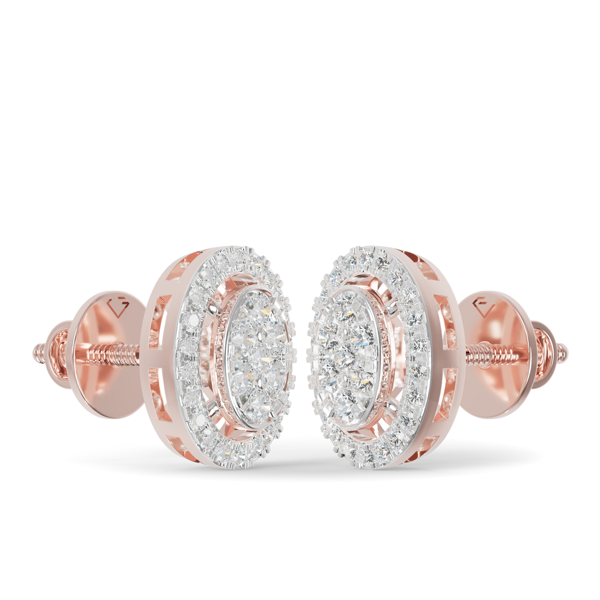 Guru Jewel's Ovel Shaped Fancy Diamond Studded Silver Earrings For Her