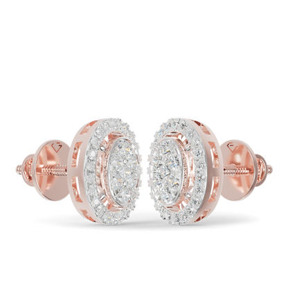 Guru Jewel's Ovel Shaped Fancy Diamond Studded Silver Earrings For Her