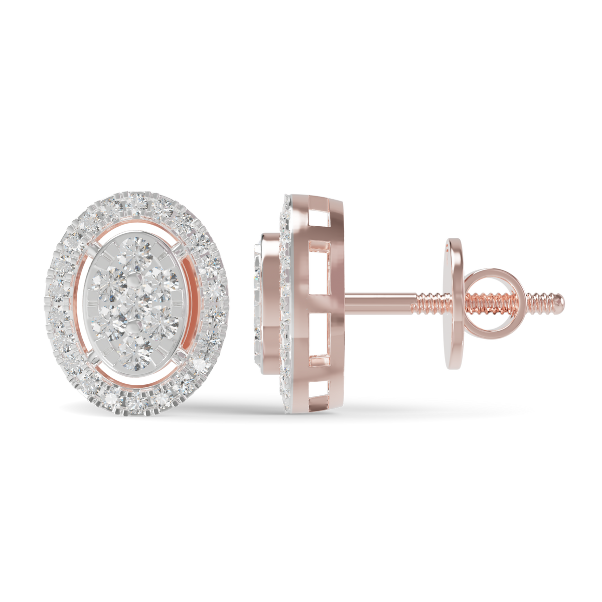 Guru Jewel's Ovel Shaped Fancy Diamond Studded Silver Earrings For Her