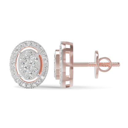 Guru Jewel's Ovel Shaped Fancy Diamond Studded Silver Earrings For Her