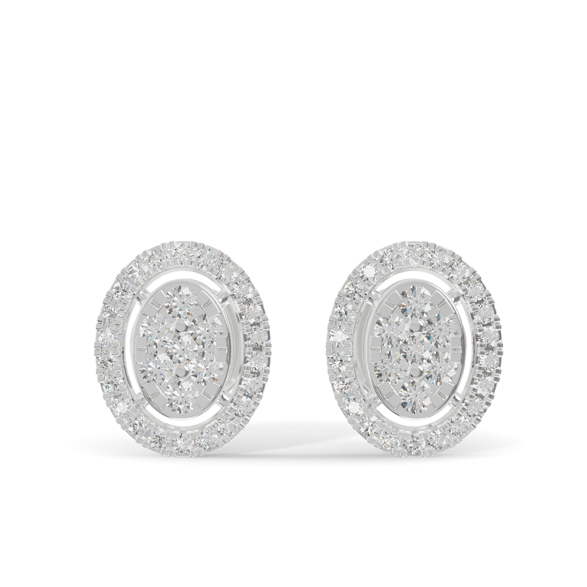 Guru Jewel's Ovel Shaped Fancy Diamond Studded Silver Earrings For Her
