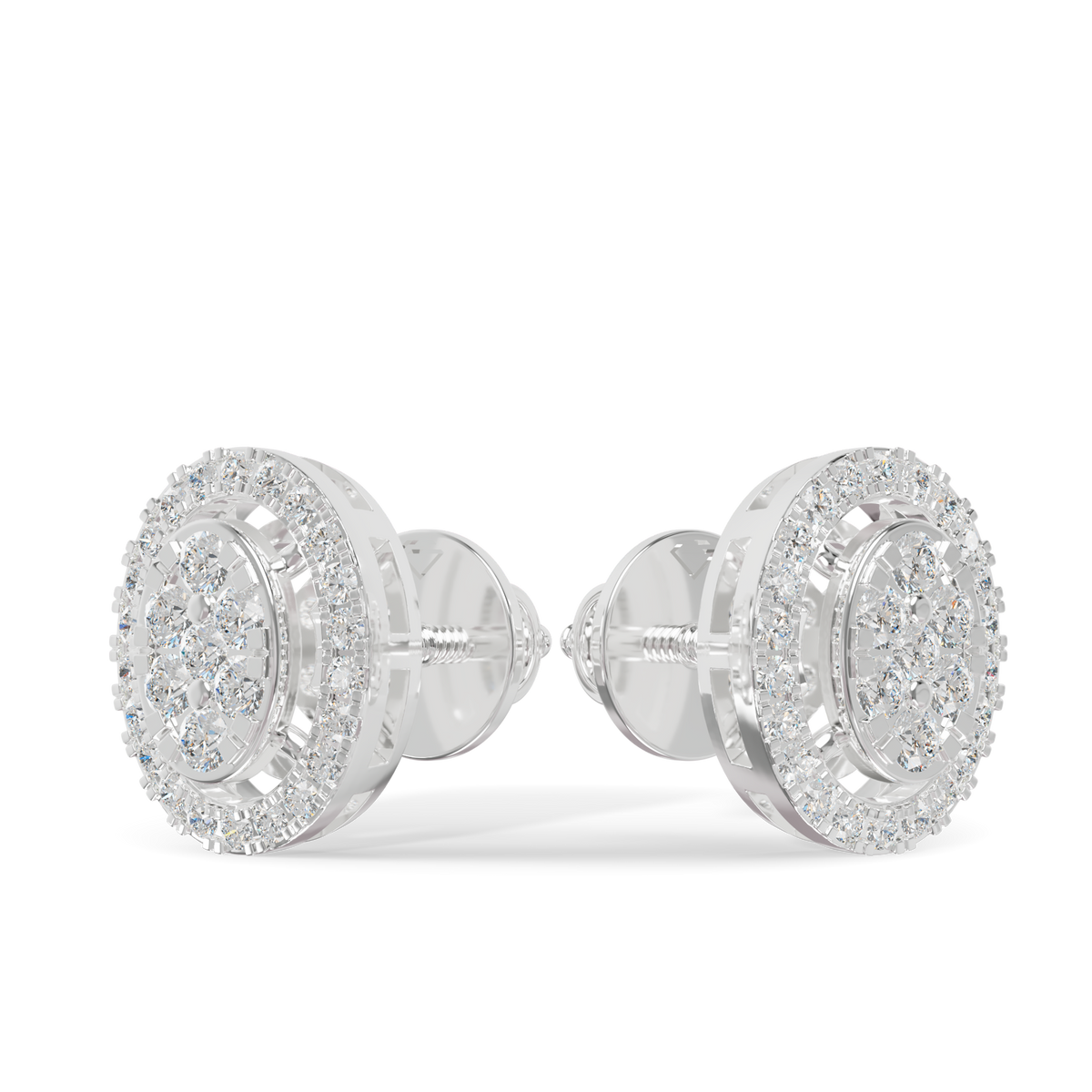 Guru Jewel's Ovel Shaped Fancy Diamond Studded Silver Earrings For Her