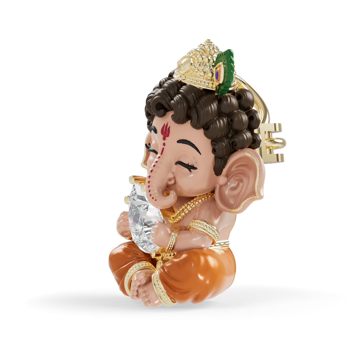 Guru Jewel's Pear-Cut Solitaire Diamond with  Cute Bal Ganesha Silver Pendant for Her