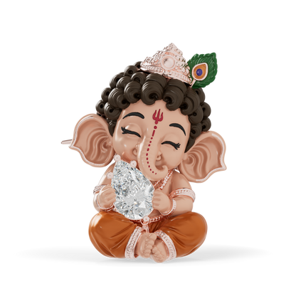 Guru Jewel's Pear-Cut Solitaire Diamond with  Cute Bal Ganesha Silver Pendant for Her