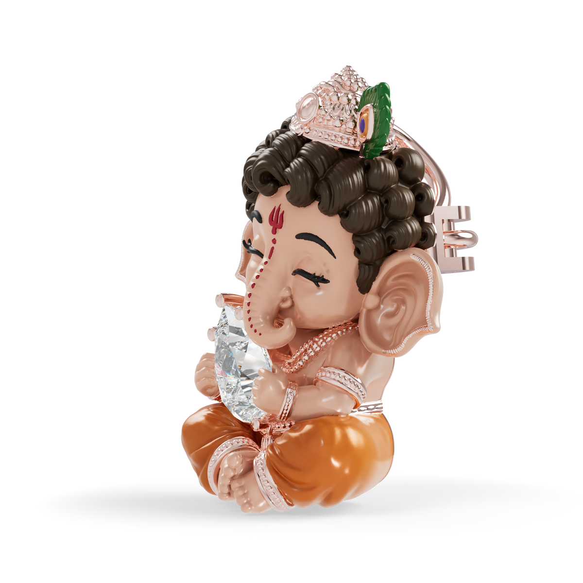 Guru Jewel's Pear-Cut Solitaire Diamond with  Cute Bal Ganesha Silver Pendant for Her