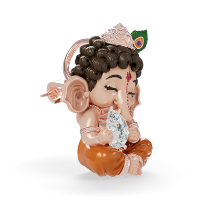 Guru Jewel's Pear-Cut Solitaire Diamond with  Cute Bal Ganesha Silver Pendant for Her