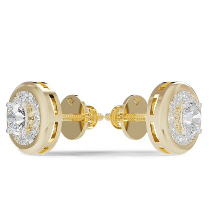 Guru Jewel's Round Diamond Studded Round Shaped Attractive Silver Earrings For Her