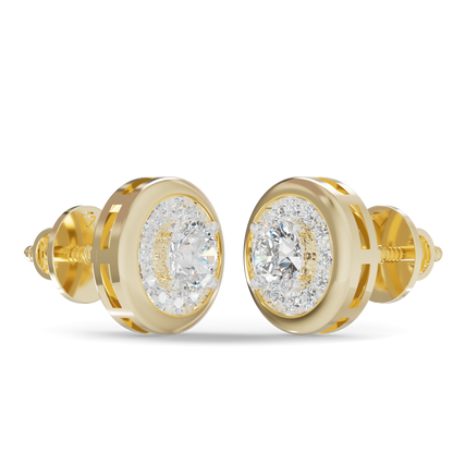 Guru Jewel's Round Diamond Studded Round Shaped Attractive Silver Earrings For Her