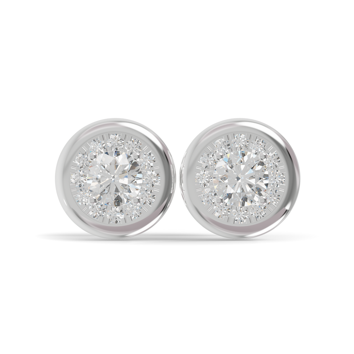Guru Jewel's Round Diamond Studded Round Shaped Attractive Silver Earrings For Her