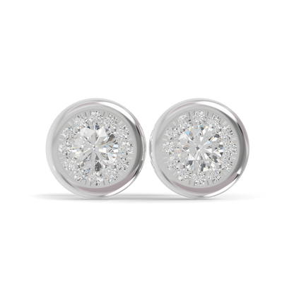 Guru Jewel's Round Diamond Studded Round Shaped Attractive Silver Earrings For Her