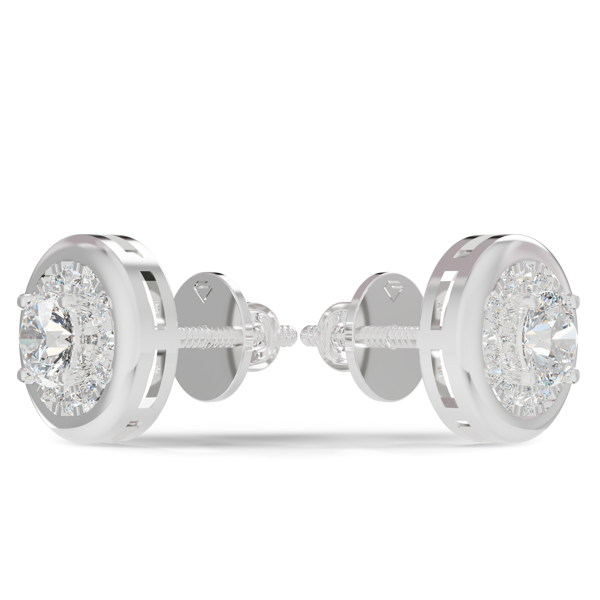 Guru Jewel's Round Diamond Studded Round Shaped Attractive Silver Earrings For Her