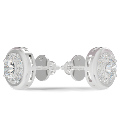Guru Jewel's Round Diamond Studded Round Shaped Attractive Silver Earrings For Her