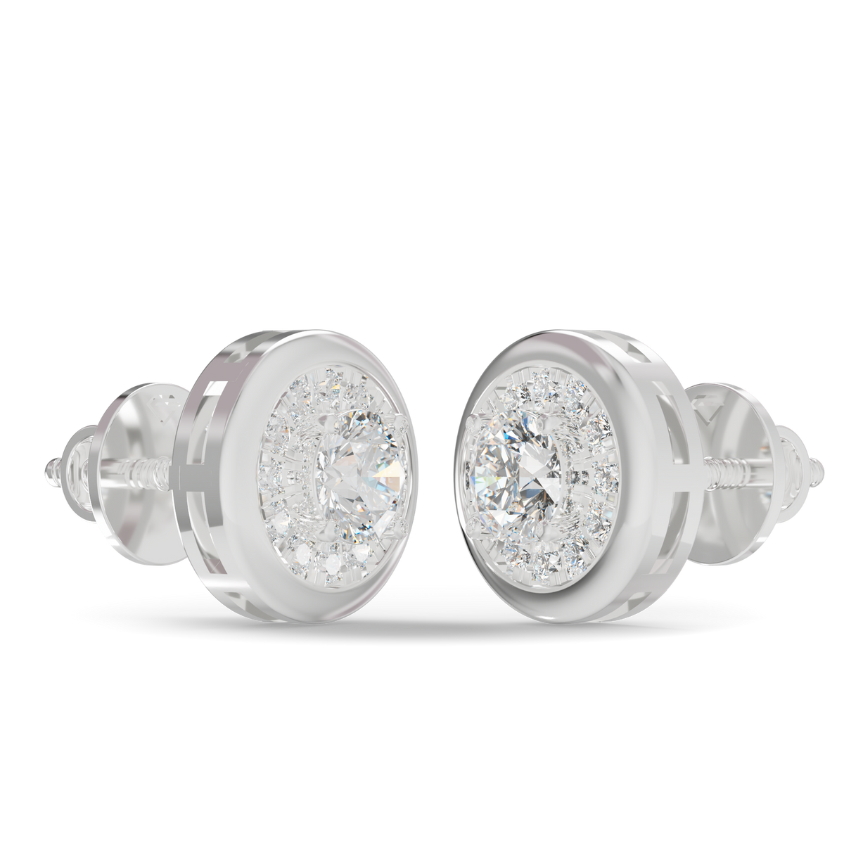 Guru Jewel's Round Diamond Studded Round Shaped Attractive Silver Earrings For Her