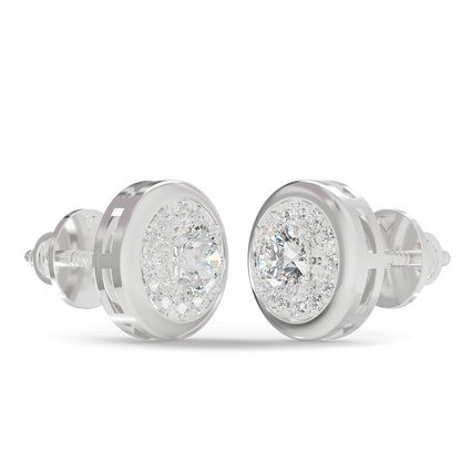 Guru Jewel's Round Diamond Studded Round Shaped Attractive Silver Earrings For Her