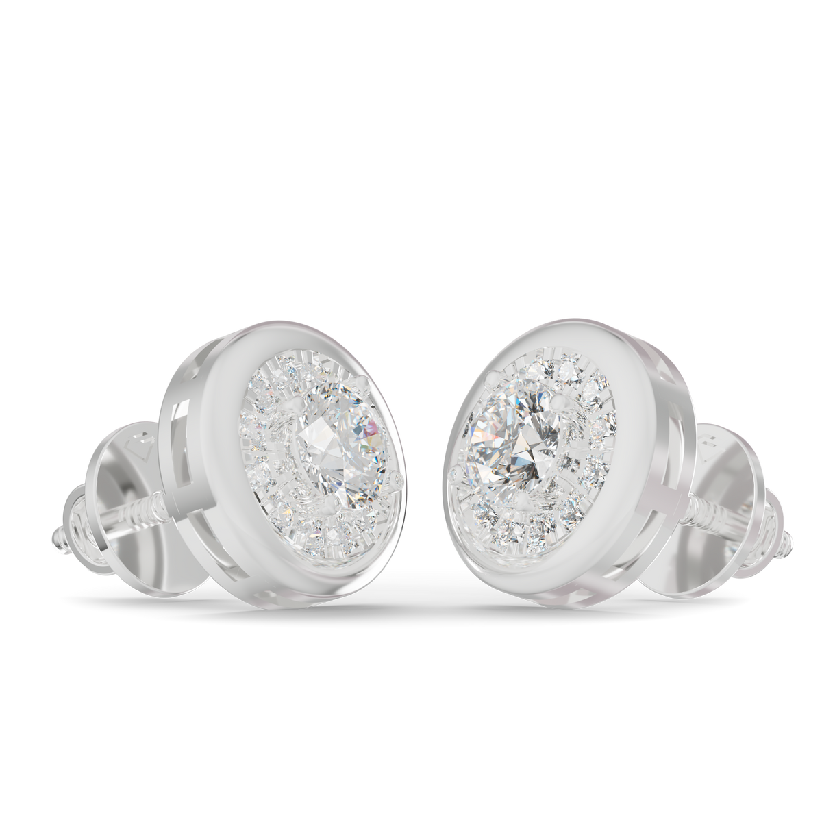 Guru Jewel's Round Diamond Studded Round Shaped Attractive Silver Earrings For Her