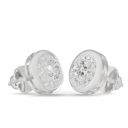 Guru Jewel's Round Diamond Studded Round Shaped Attractive Silver Earrings For Her