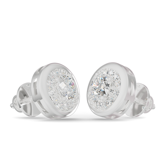 Guru Jewel's Round Diamond Studded Round Shaped Attractive Silver Earrings For Her