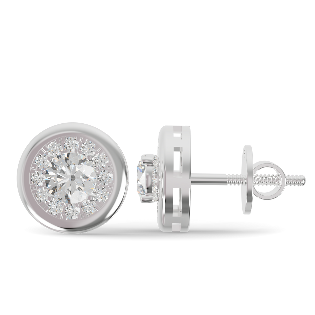 Guru Jewel's Round Diamond Studded Round Shaped Attractive Silver Earrings For Her