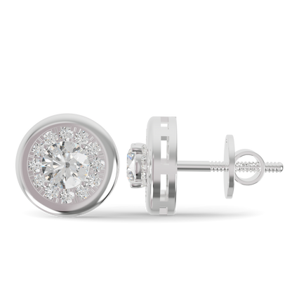Guru Jewel's Round Diamond Studded Round Shaped Attractive Silver Earrings For Her