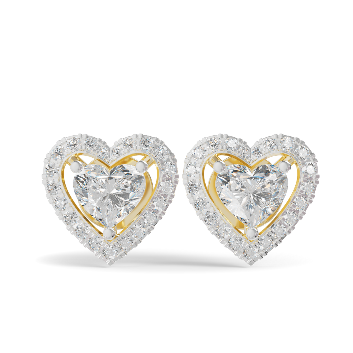 Guru Jewel's Heart Shaped Fancy Diamond Studded Alluring Silver Earrings For Her