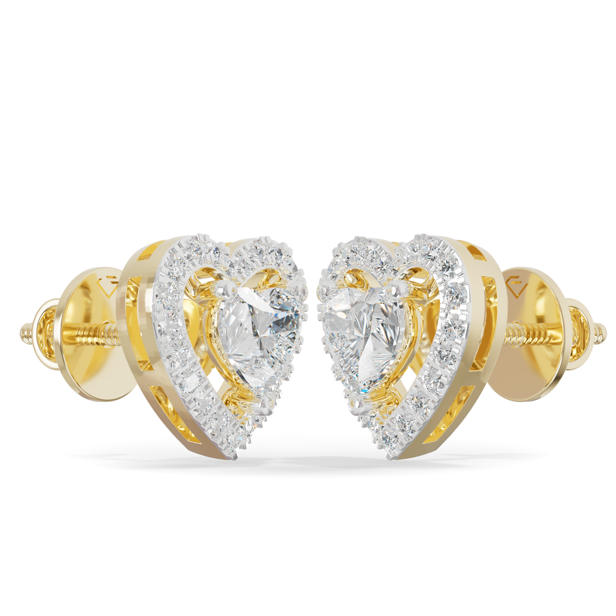 Guru Jewel's Heart Shaped Fancy Diamond Studded Alluring Silver Earrings For Her