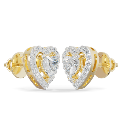 Guru Jewel's Heart Shaped Fancy Diamond Studded Alluring Silver Earrings For Her