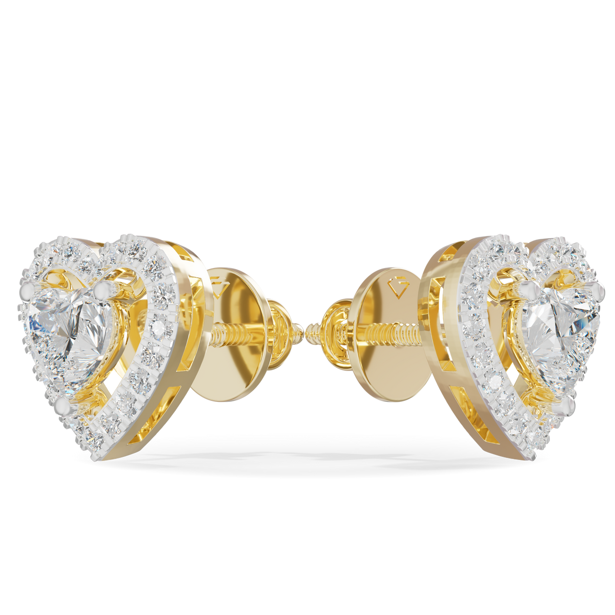 Guru Jewel's Heart Shaped Fancy Diamond Studded Alluring Silver Earrings For Her
